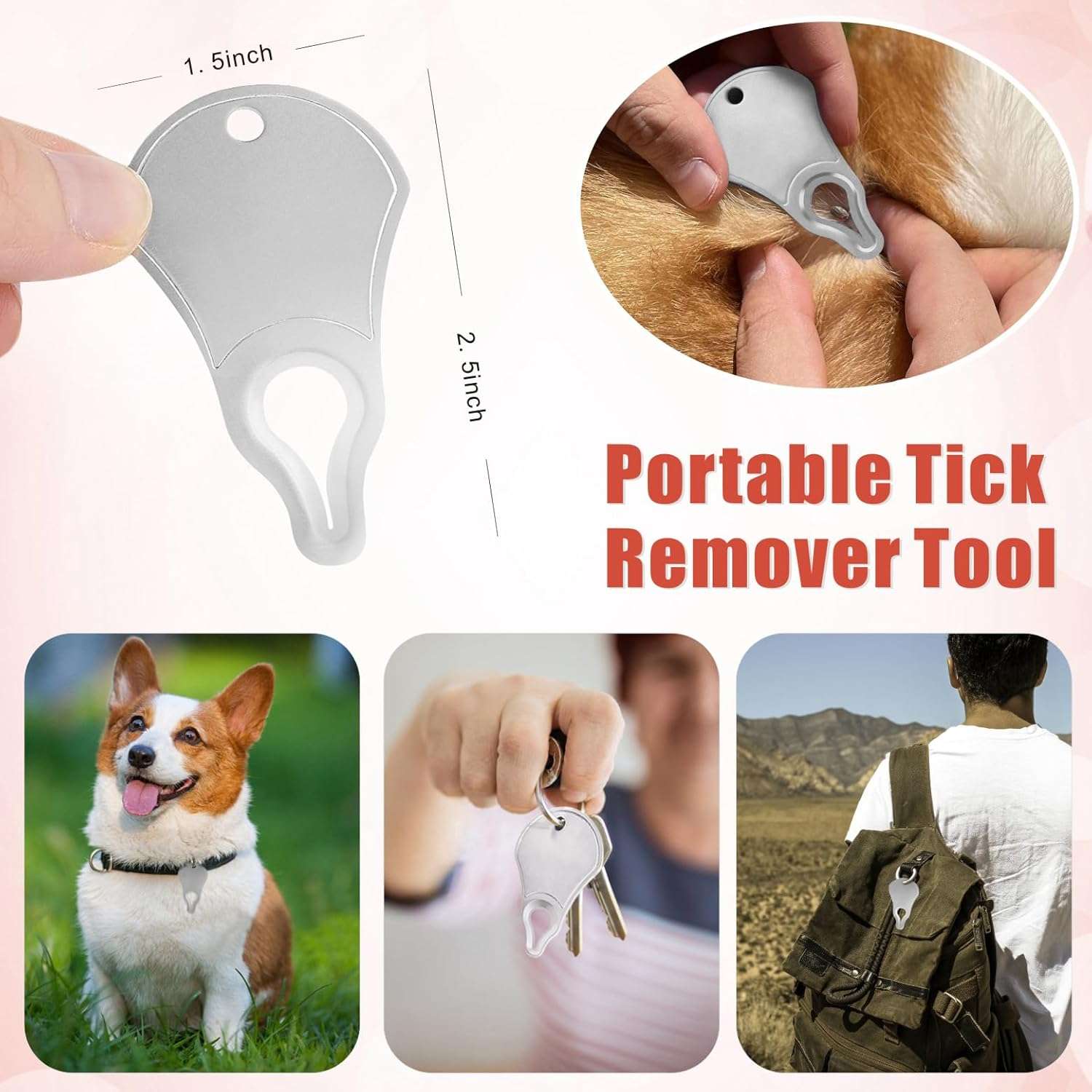 Tick Remover Tool Kit, Stainless Steel Tick Tweezers + Remover Tick Key, 4 Pack Quick & Safe Tick Twister Removal Tools for Dogs Cats Humans - 5