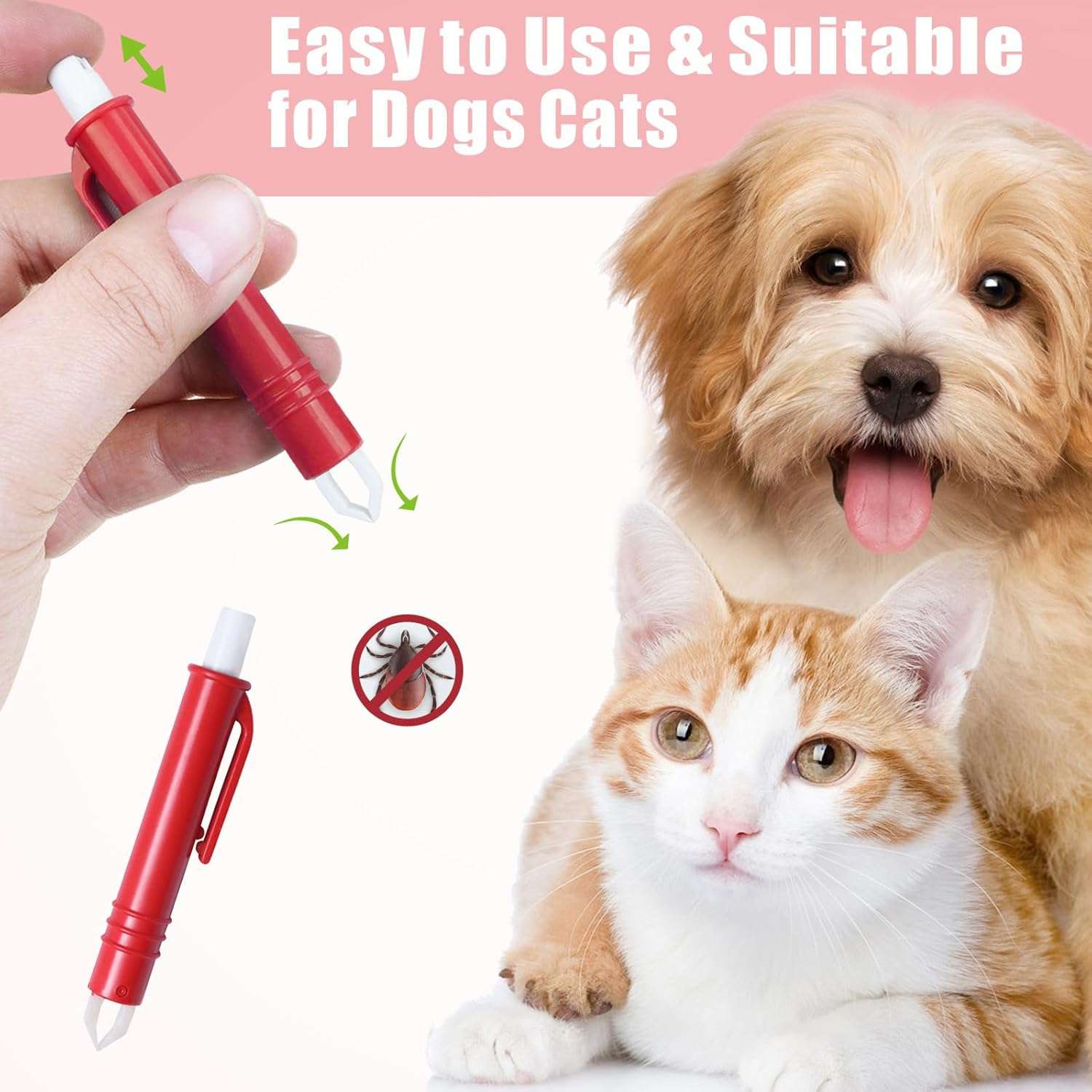 Tick Remover Tool Kit, Stainless Steel Tick Tweezers + Remover Tick Key, 4 Pack Quick & Safe Tick Twister Removal Tools for Dogs Cats Humans - 7
