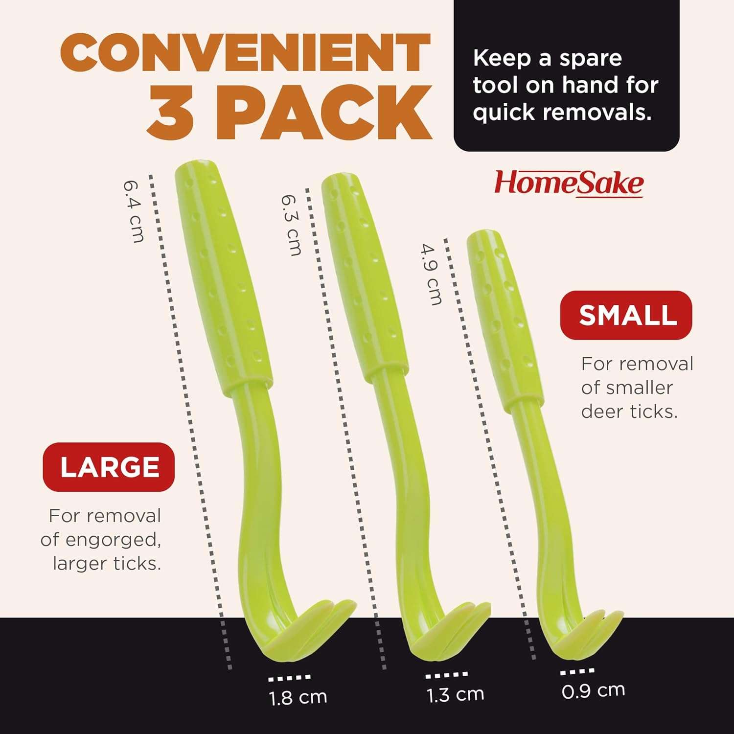 Tick Remover Tool for Dogs, Cats & Humans - 1 Packs of 3 - Pain Free Tick Removal Twister Tweezers - Dog Tick Removal Tool - Tick Puller Removes Head & Body - 2