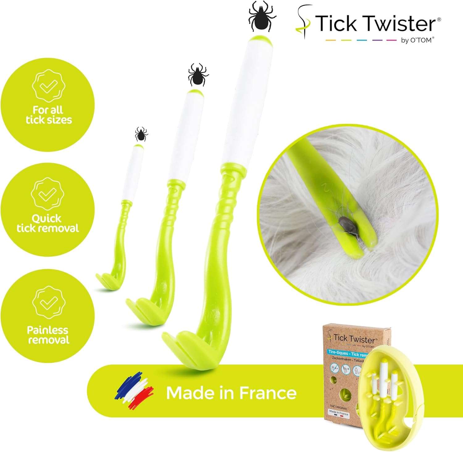 Tick Remover for Dogs and Human - Made in France - Tick Puller for Humans and Dogs - 3 Different Sizes - Dog Tick Removal Tool - Also for All Other Pets - 2