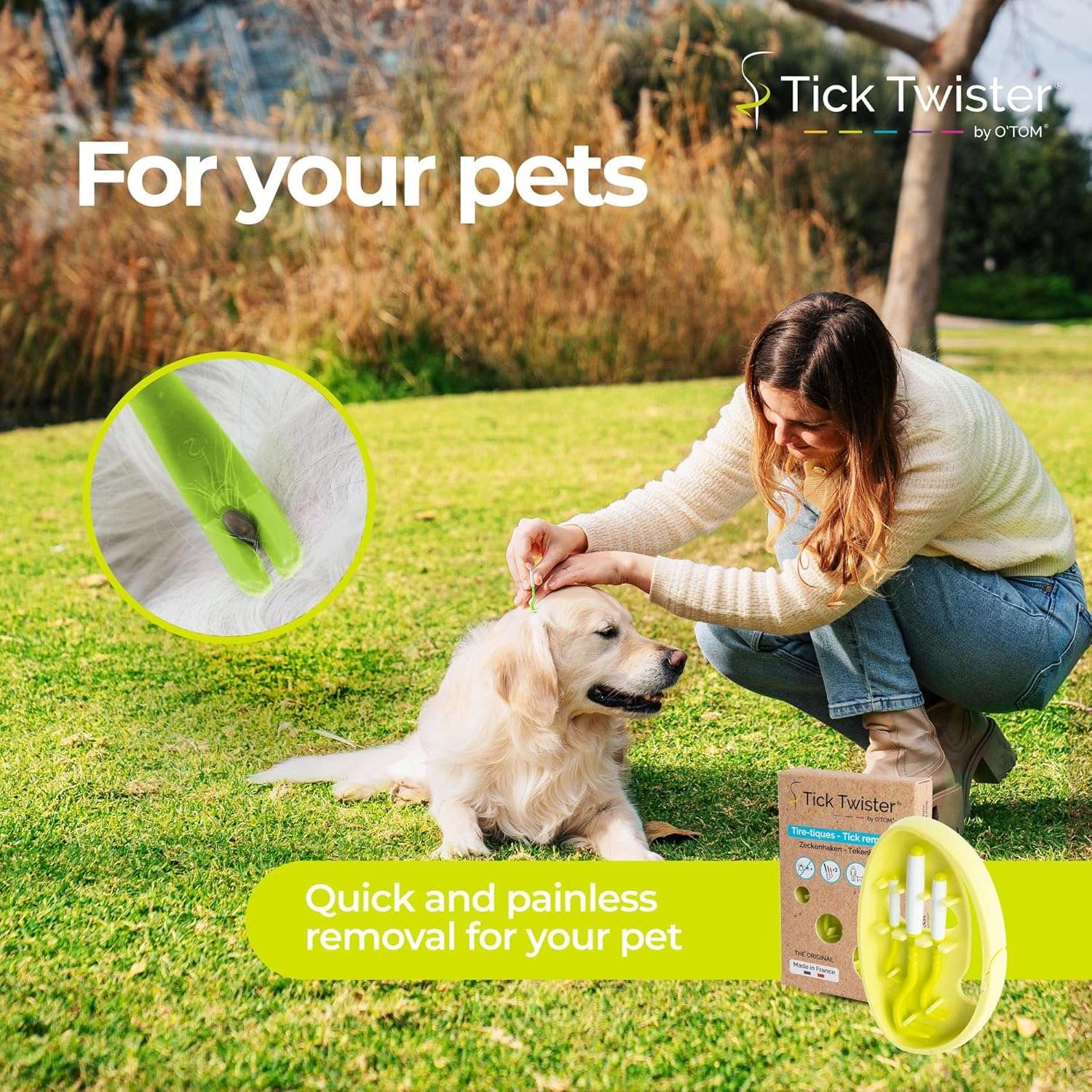 Tick Remover for Dogs and Human - Made in France - Tick Puller for Humans and Dogs - 3 Different Sizes - Dog Tick Removal Tool - Also for All Other Pets - 3