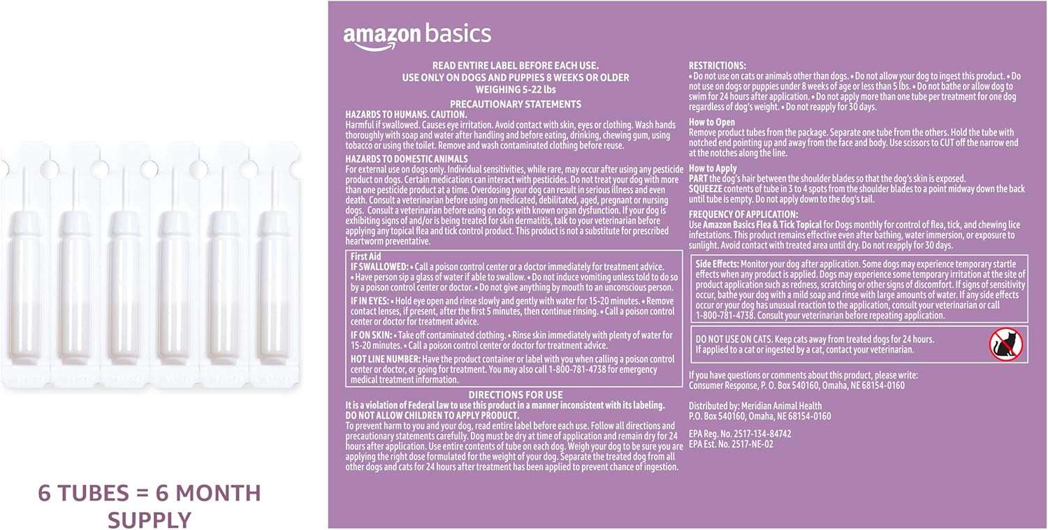 Amazon Brand - Solimo for Dogs Large Dog (45-88 pounds) Flea and Tick Treatment, 6 Doses - 2