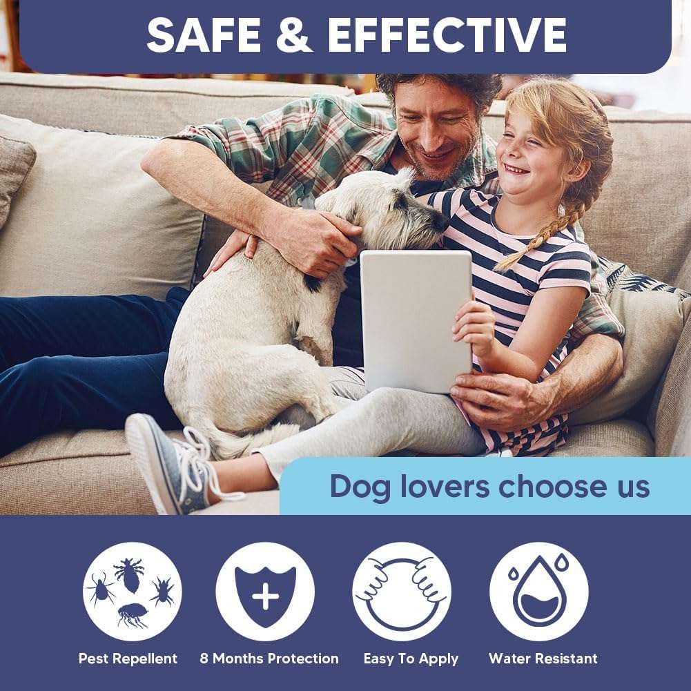Flea Collar for Dogs, Adjustable Flea and Tick Collar for Large Dogs, 8 Months Protection 2 Count - 4