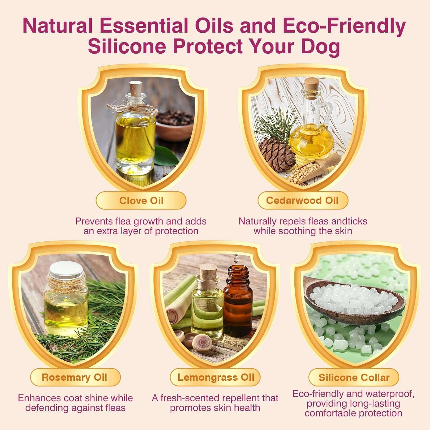 Natural Flea and Tick Collar for Dogs - 4 Pack, 8 Months Long-Lasting Protection, Waterproof, Adjustable Size for Small Medium and Large Dog - 2