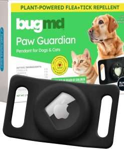 BugMD Paw Guardian Flea and Tick Prevention Pendant for Dogs & Cats with AirTag Holder - Plant-Powered Flea & Tick Control for Dog Collars & Cat Harnesses - Cat and Dog Tag with Air Tag Holder - 1