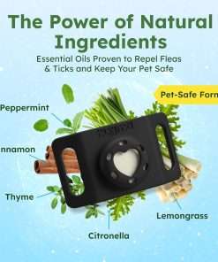 BugMD Paw Guardian Flea and Tick Prevention Pendant for Dogs & Cats with AirTag Holder - Plant-Powered Flea & Tick Control for Dog Collars & Cat Harnesses - Cat and Dog Tag with Air Tag Holder - 3