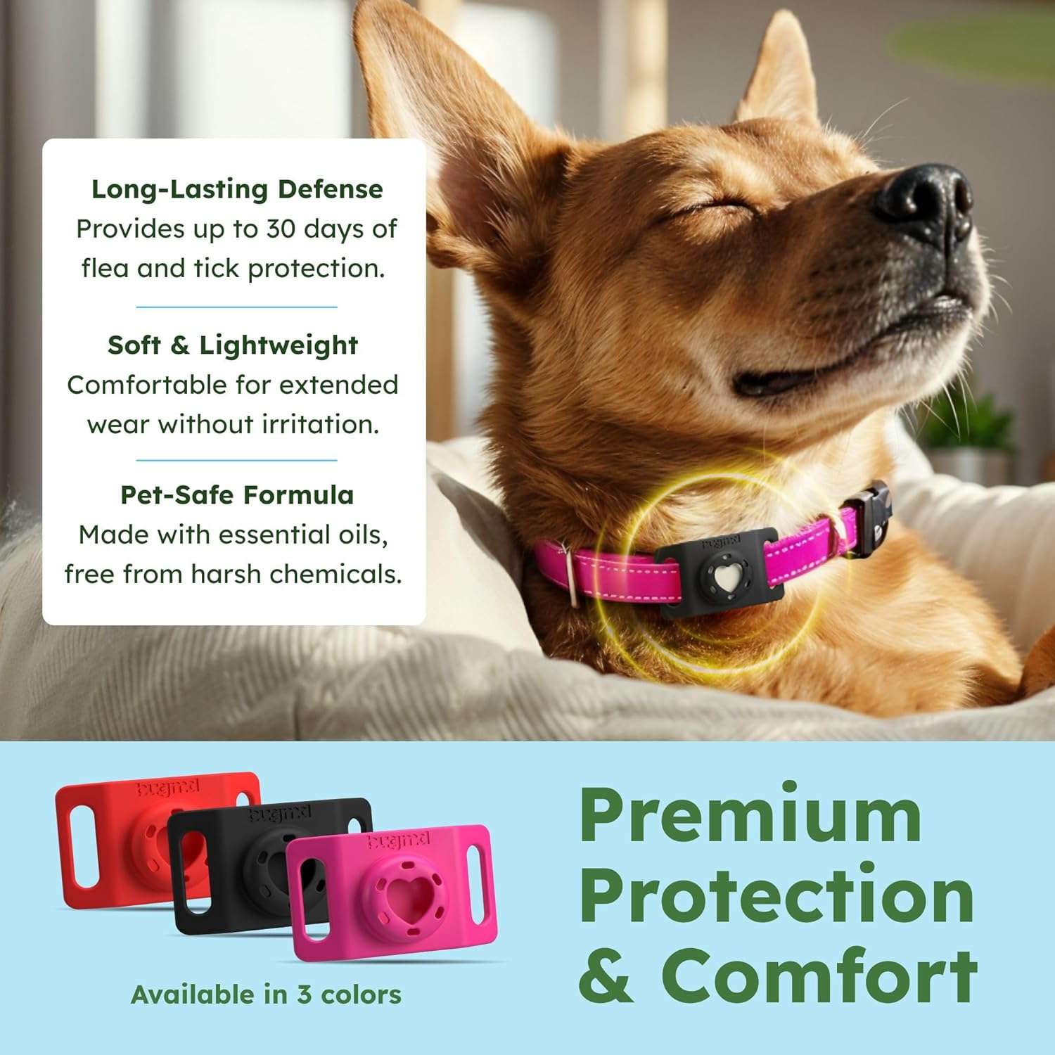 BugMD Paw Guardian Flea and Tick Prevention Pendant for Dogs & Cats with AirTag Holder - Plant-Powered Flea & Tick Control for Dog Collars & Cat Harnesses - Cat and Dog Tag with Air Tag Holder - 4