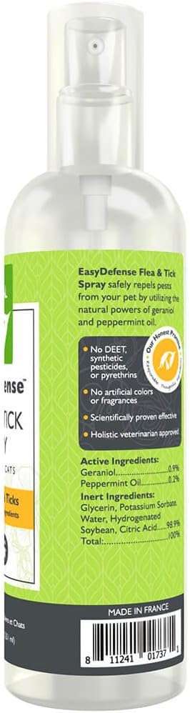 Only Natural Pet EasyDefense Flea and Tick Spray for Dogs and Cats - Natural Active Ingredients Geraniol and Peppermint Oil to Naturally Repel Fleas & Ticks - 8.5 oz Bottle - 5