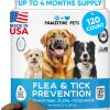 Chewable Flea and Tick Prevention for Dogs - 120 Soft Chews Made in USA - Oral Flea and Tick Control Pills for Small, Medium, Large Dogs and Puppies - Skin and Coat Supplement Treats for All Breeds - 1