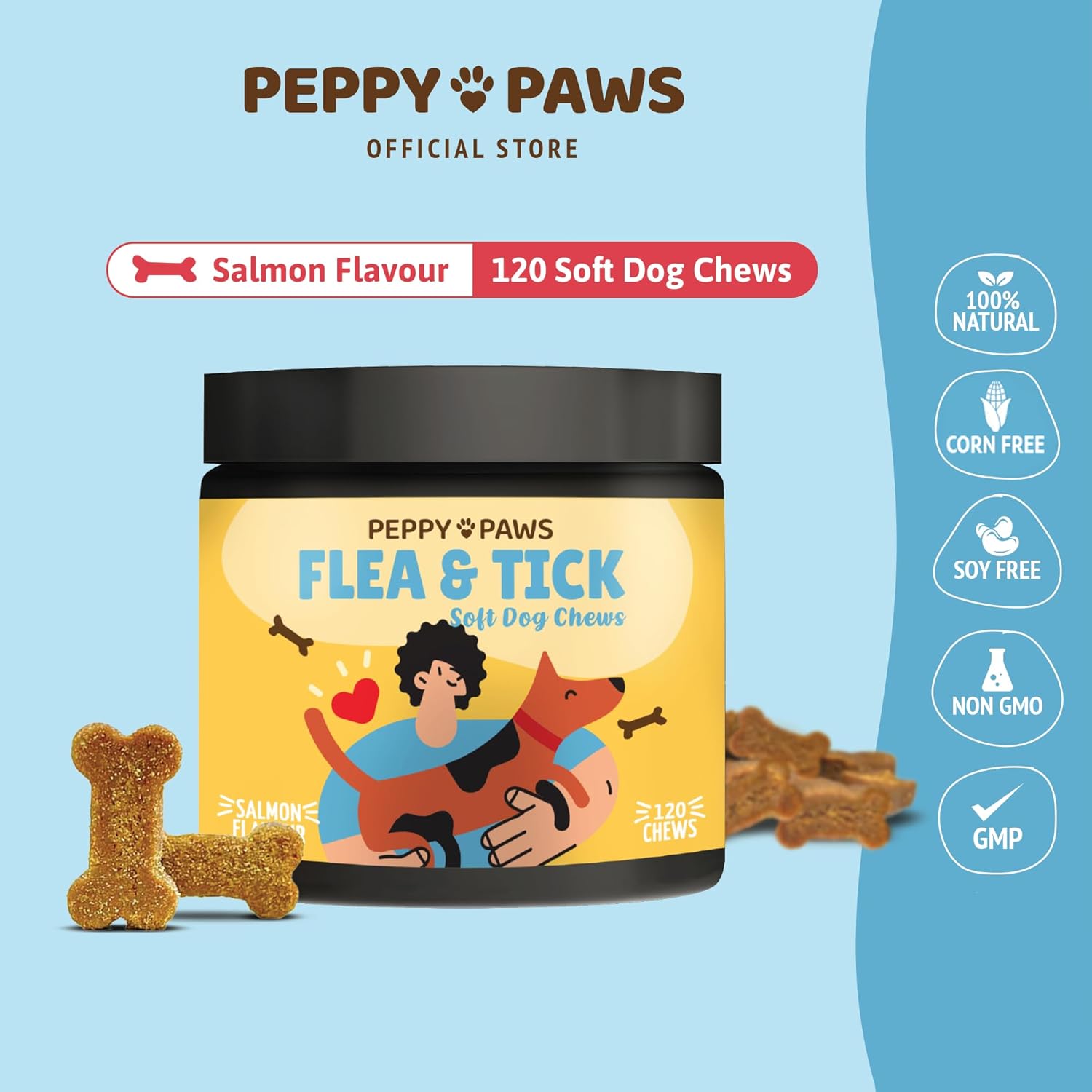 Flea & Tick Support Dog Chews – 120 Soft Bites - Boosts Immunity - Non-GMO - Soy-Free - Dog-Friendly Formula - 2