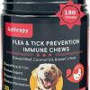 Flea and Tick Prevention for Dogs - 180 Vet-Approved Natural Soft Chewables Treatment - US-Formulas Oral Supplement for Puppy, Adult & Senior - All Breeds Sizes - Chicken Flavor - 1