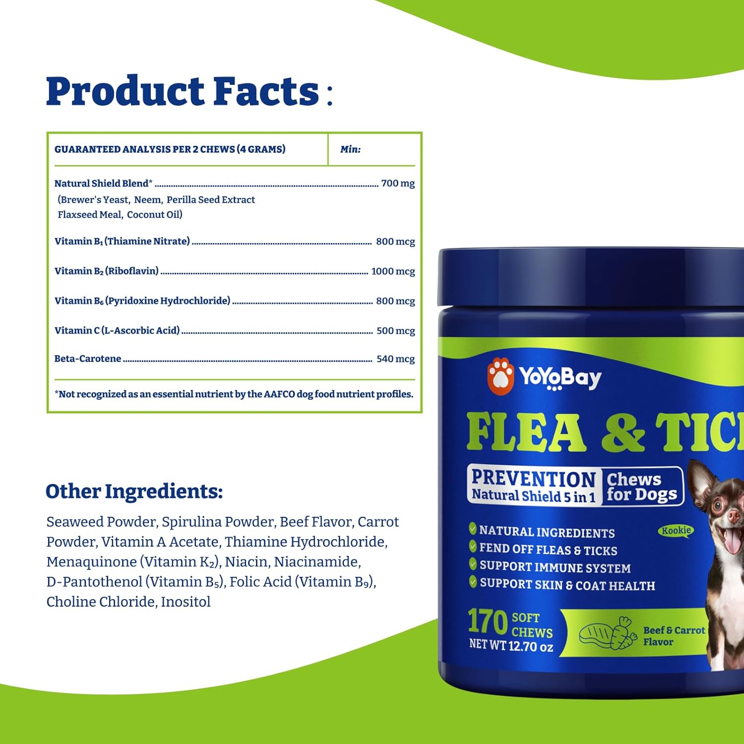 Flea and Tick Prevention for Dogs Chewable - 170 Soft Chews, Duck & Pear Flavor, Beef & Carrot Flavor - 8