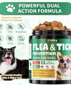 Flea and Tick Prevention for Dogs Chews – 200 Soft Chews, Dog Flea Chewables with Skin & Coat Support – Oral Supplement for All Breeds & Ages – Natural Duck Flavor - 2