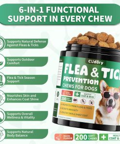 Flea and Tick Prevention for Dogs Chews – 200 Soft Chews, Dog Flea Chewables with Skin & Coat Support – Oral Supplement for All Breeds & Ages – Natural Duck Flavor - 3