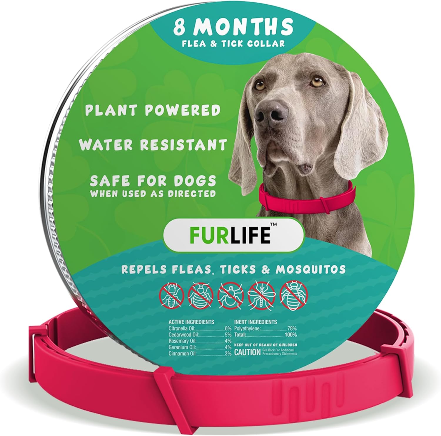 FurLife Flea and Tick Collar for Dogs – Waterproof Red Dog Collar, Pet Supplies for Tick and Flea Prevention for Dogs, Safe for All Breeds - 1