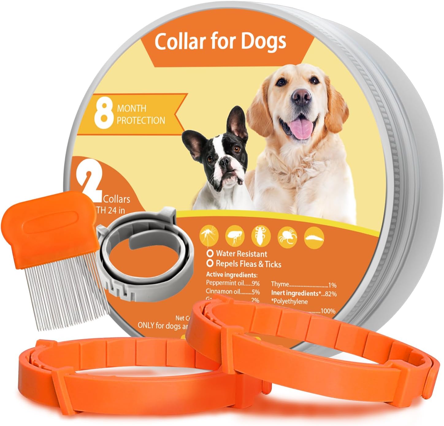 Flea Collars for Dogs, Dog Flea & Tick Control Flea Collar 8 Months Protection, Waterproof Dog Flea Collar, Flea Prevention for Dogs with Comb - 1