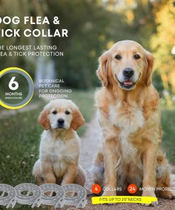 Flea and Tick Prevention Collars for Dogs- Effective Pet Flea Tick Treatment for Dog Collar - Adjustable Natural Flea Tick Collars for Extra Large, Medium, Small Dogs - 4