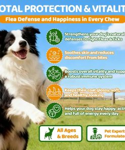 Flea and Tick Prevention for Dogs Chewables, 500 Crunchy & Savory Dog Flea and Tick Treatment with Multivitamins - Support Skin & Coat - Tasty Treats for All Breeds & Ages - Chicken and Krill Flavor - 2