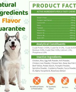 Flea and Tick Prevention for Dogs Chewables, 500 Crunchy & Savory Dog Flea and Tick Treatment with Multivitamins - Support Skin & Coat - Tasty Treats for All Breeds & Ages - Chicken and Krill Flavor - 7