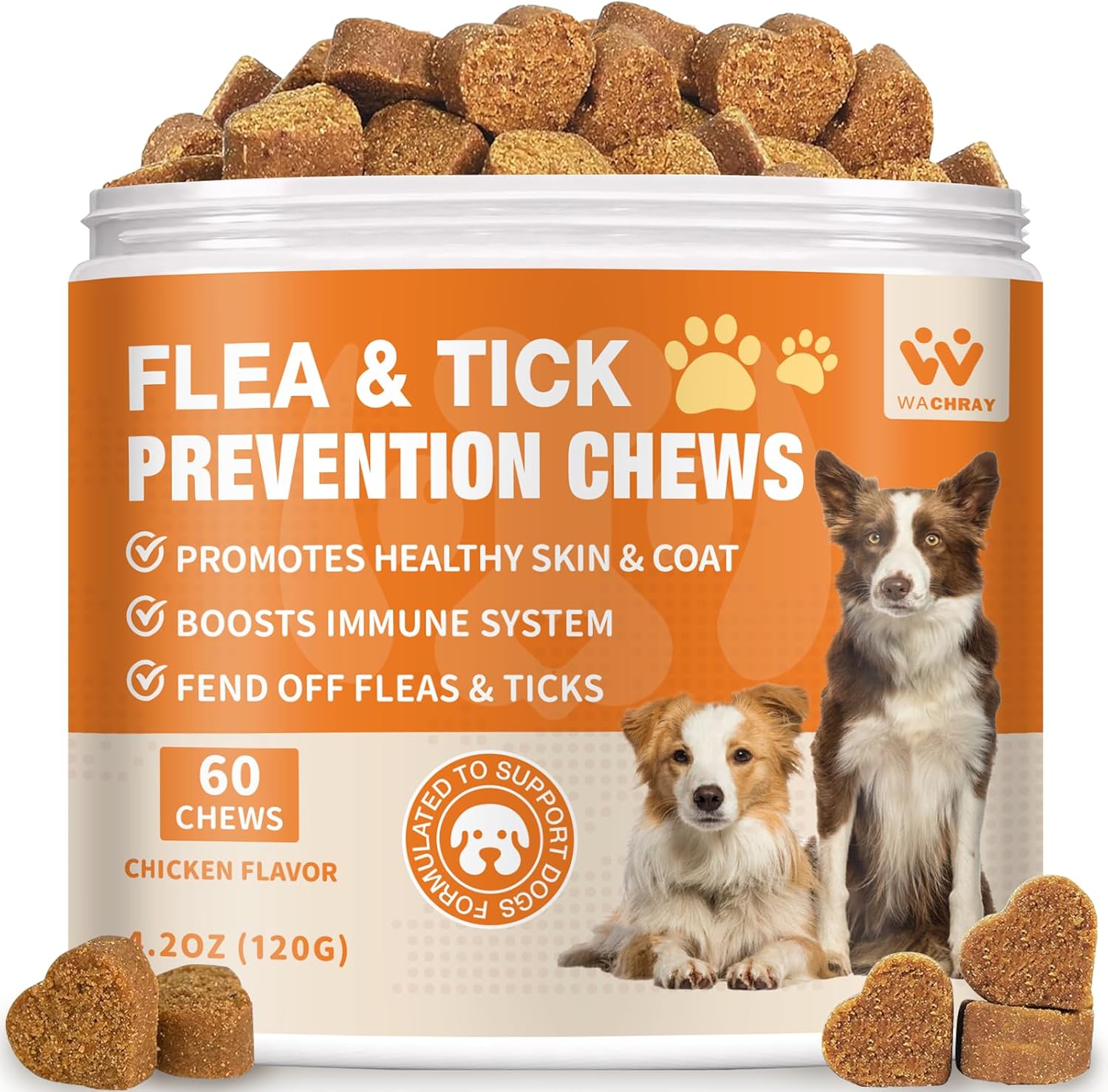 Flea and Tick Prevention for Dogs Chewables - Natural Dog Flea and Tick Treatment Chewable - Oral Flea Supplement for Dogs - Puppy Flea Support - All Breeds & Ages - 60 Soft Chews - 1