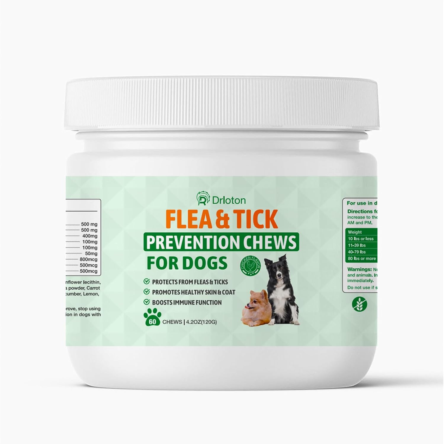 Flea and Tick Prevention for Dogs Chewables, Natural Dog Flea and Tick Treatment Chewable Supplement, 60 Chews (Pack of 1) - 6