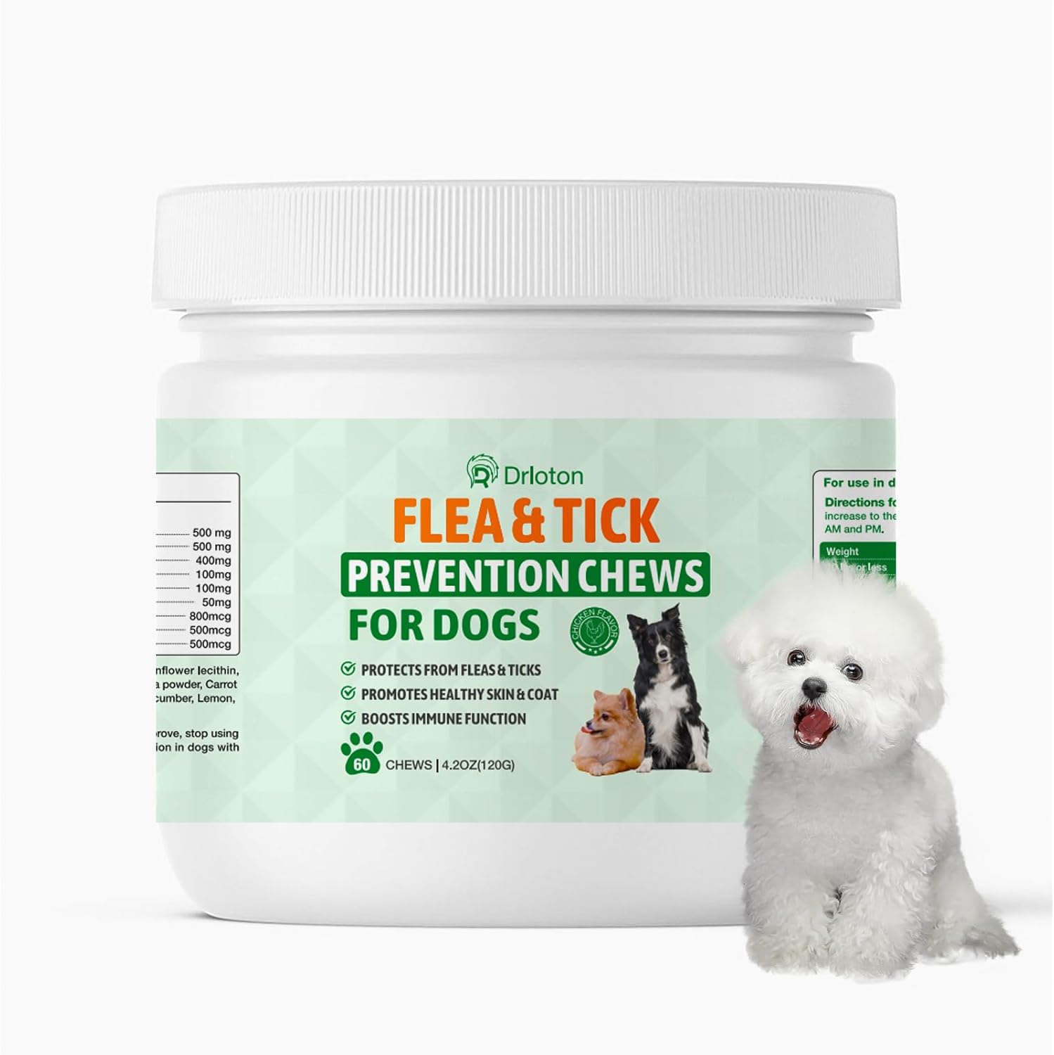 Flea and Tick Prevention for Dogs Chewables, Natural Dog Flea and Tick Treatment Chewable Supplement, Liver Flavor - 1