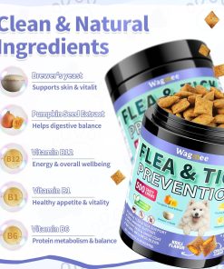 Flea and Tick Prevention for Dogs Chewables – 500 Crunchy & Creamy Tasty Chews, Natural Dog Flea and Tick Treatment Chewable, Oral Flea Chews Supplement for Dogs Puppies, All Breeds & Ages, Chicken - 4