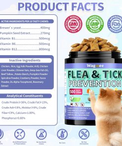 Flea and Tick Prevention for Dogs Chewables – 500 Crunchy & Creamy Tasty Chews, Natural Dog Flea and Tick Treatment Chewable, Oral Flea Chews Supplement for Dogs Puppies, All Breeds & Ages, Chicken - 8