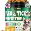 Flea and Tick Prevention for Dogs Chews- 500 Crunchy & Creamy Chews, Dogs Flea Chewables with Skin & Coat Support - Oral Supplement for All Breeds & Ages - Chicken & Cheese Flavor - 1