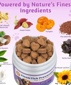 VUN Dog Flea and Tick Treatment Chewable,Natural Oral Flea Treatment for Cats,Relieve Itching& Biting,Flea Tick Prevention for Dogs Chews Supplement for Skin&Coat,All Breeds Sizes,100 Counts - 4