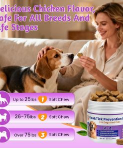 VUN Dog Flea and Tick Treatment Chewable,Natural Oral Flea Treatment for Cats,Relieve Itching& Biting,Flea Tick Prevention for Dogs Chews Supplement for Skin&Coat,All Breeds Sizes,100 Counts - 6