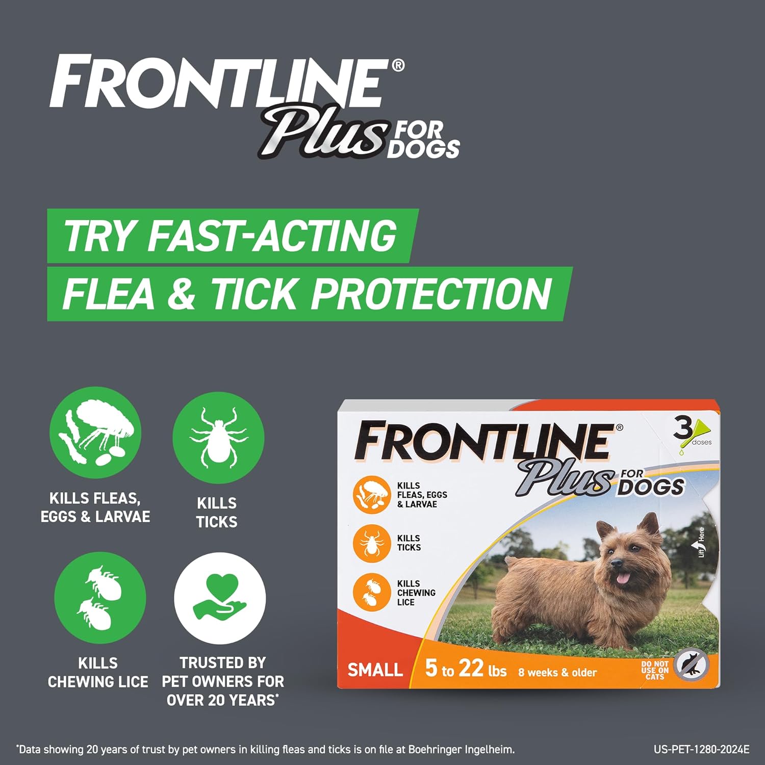 FRONTLINE Gold Flea & Tick Treatment for Small Dogs Up to 5 to 22 lbs., Pack of 3 - 2