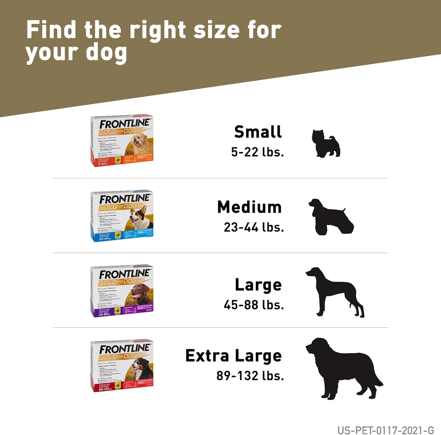 FRONTLINE Gold Flea & Tick Treatment for Small Dogs Up to 5 to 22 lbs., Pack of 3 - 9