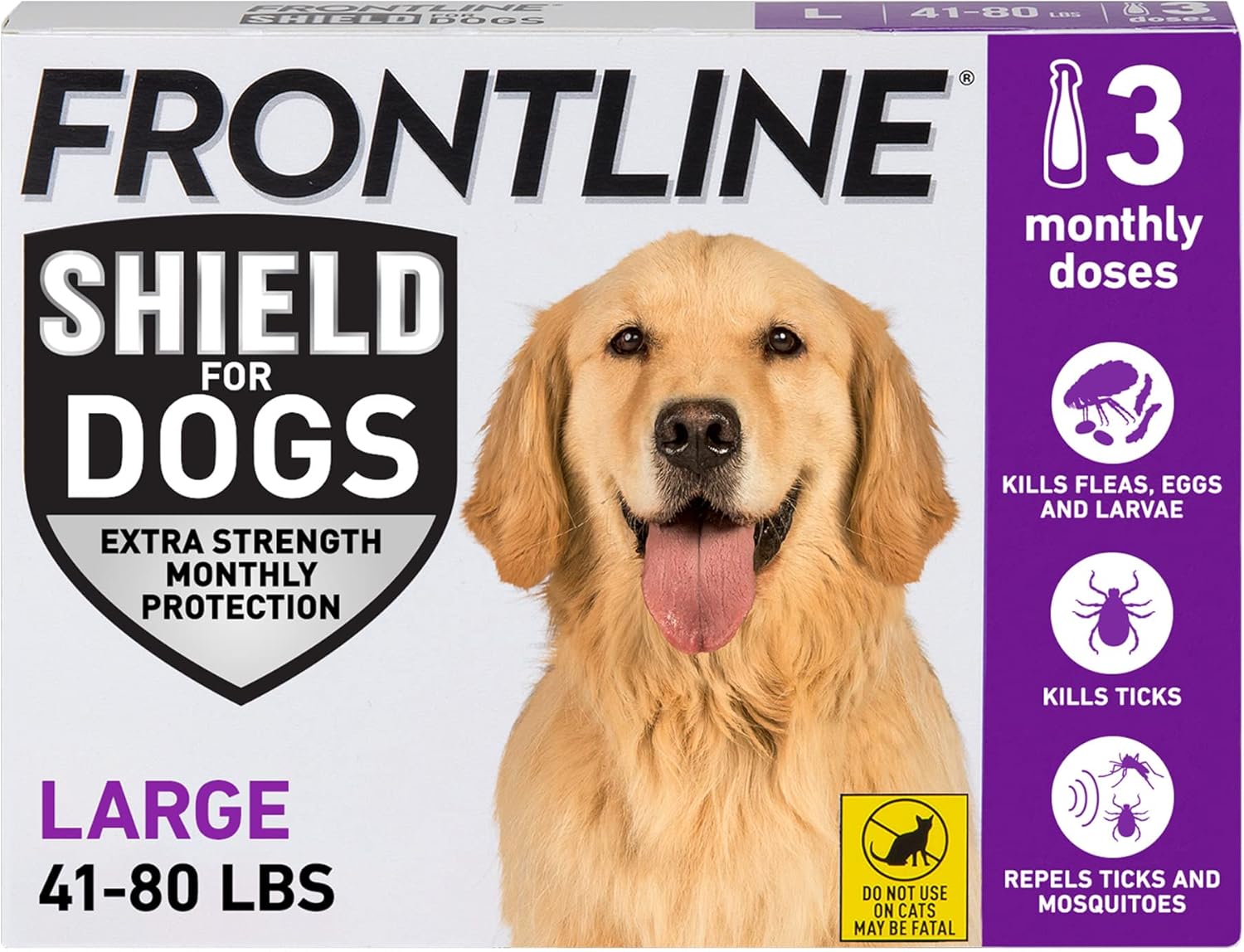 FRONTLINE Shield Flea & Tick Treatment for Large Dogs 41-80 lbs. Count of 3 - 1