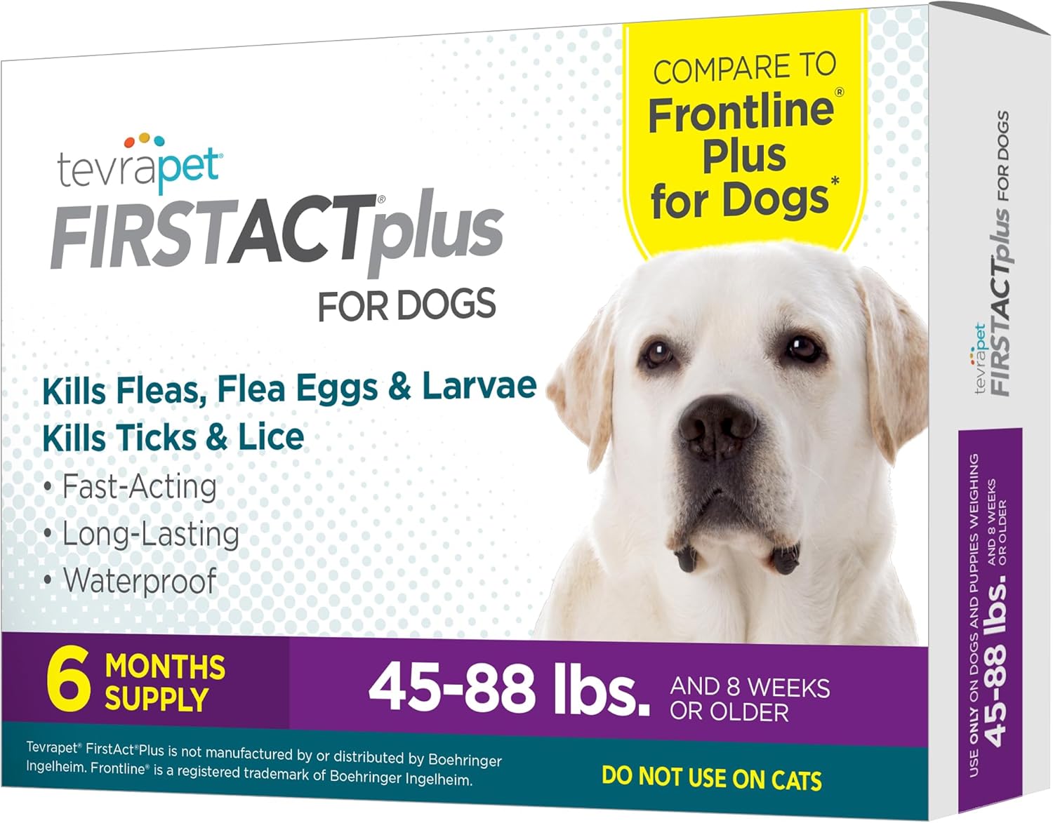 FirstAct Plus Flea Treatment for Dogs, Large Dogs 45-88 lbs, 6 Doses, Same Active Ingredients as Frontline Plus Flea and Tick Prevention for Dogs - 1