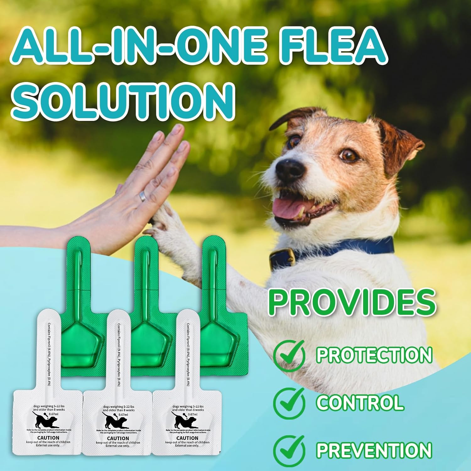 Flea and Tick Prevention for Small Dogs, 6-Month Supply Dog Flea and Tick Treatment Drops, Topical Fast-Acting Dog Flea Treatment for Small Dogs Up to 5 to 22 lbs - 6