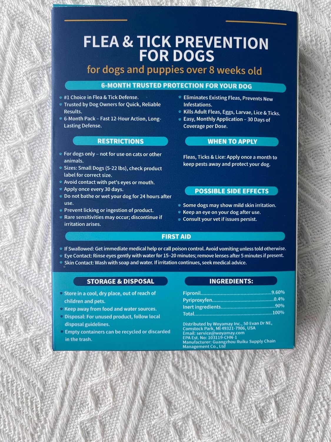 Flea and Tick Prevention for Small Dogs, 6-Month Supply Dog Flea and Tick Treatment Drops, Topical Fast-Acting Dog Flea Treatment for Small Dogs Up to 5 to 22 lbs - 9