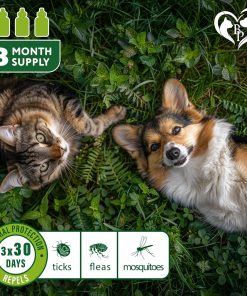 Flea and Tick Prevention for Small Dogs & Cats, Rabbits - Natural Flea Treatment & Pest Control - Topical Flea & Mosquito Repellent for Puppy and Kitten - All Pets - 3