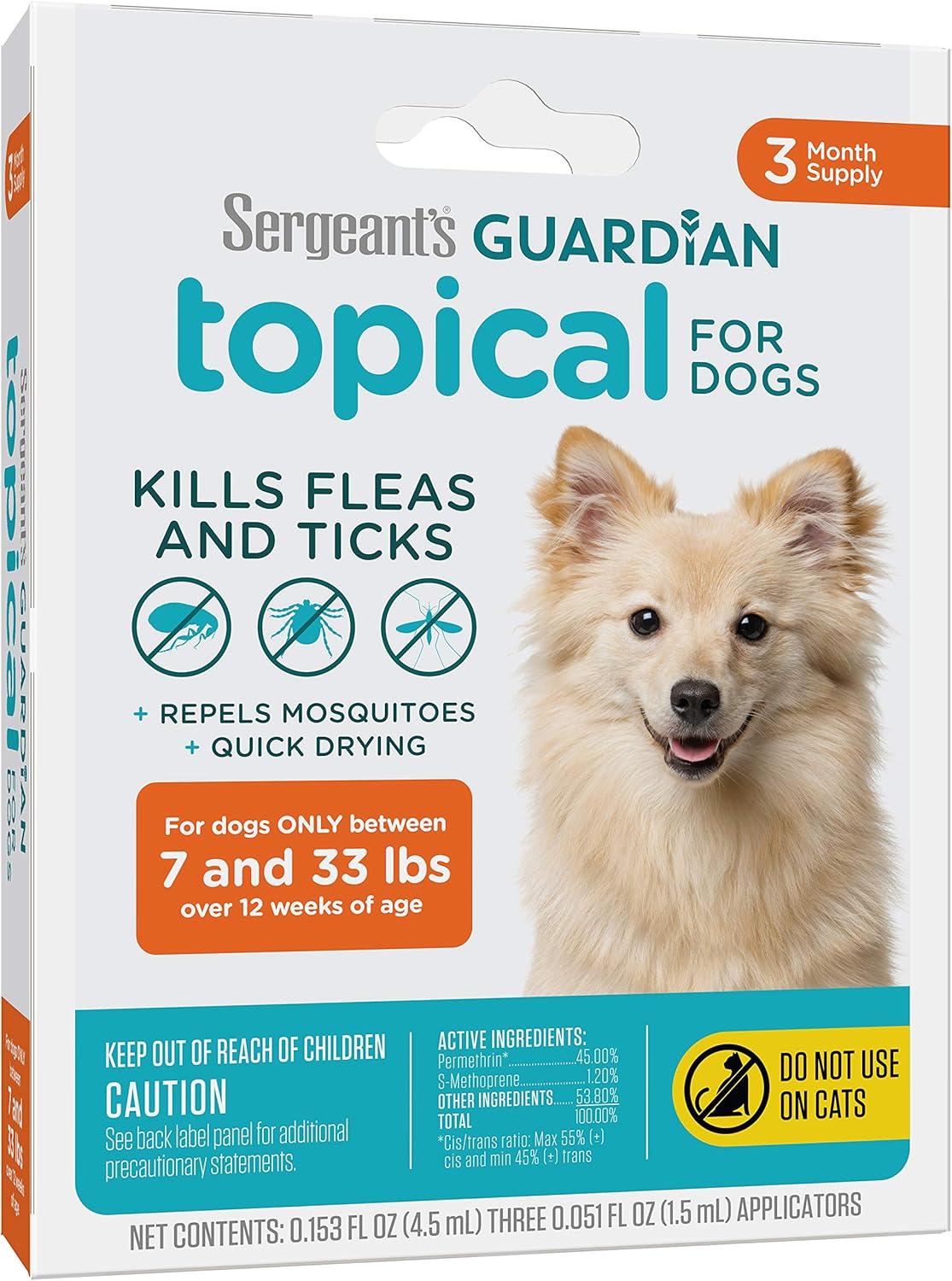 Sergeant's Guardian Flea & Tick Squeeze On for Dogs 7-33 lbs., 3 Count - 11