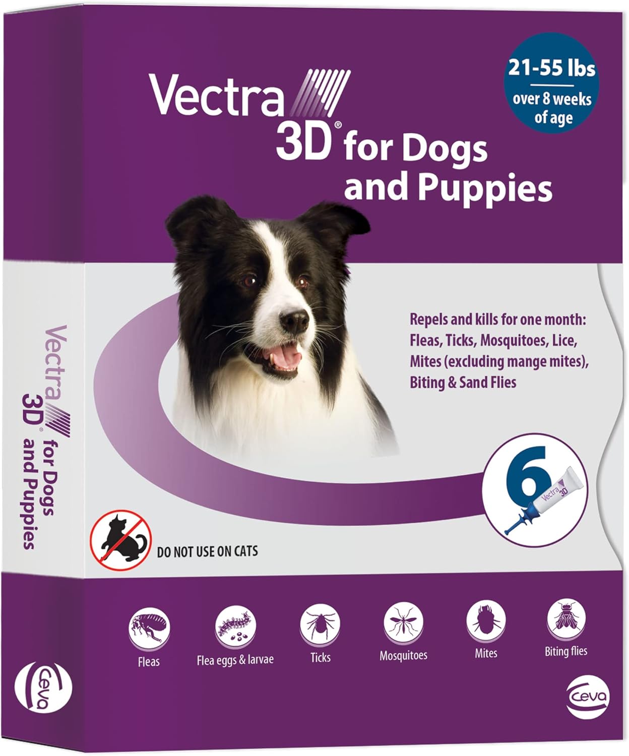 Vectra 3D for Dogs Flea, Tick & Mosquito Treatment & Prevention for Medium Dogs (21 – 55 lbs) , 6 month supply - 1