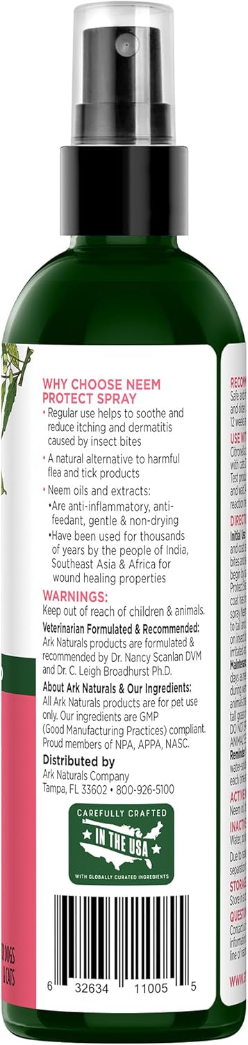 ARK NATURALS Neem Protect Spray, Relieves Itching and Irritation on Cats and Dogs, 8oz Spray Bottle,Whites & Tans - 4