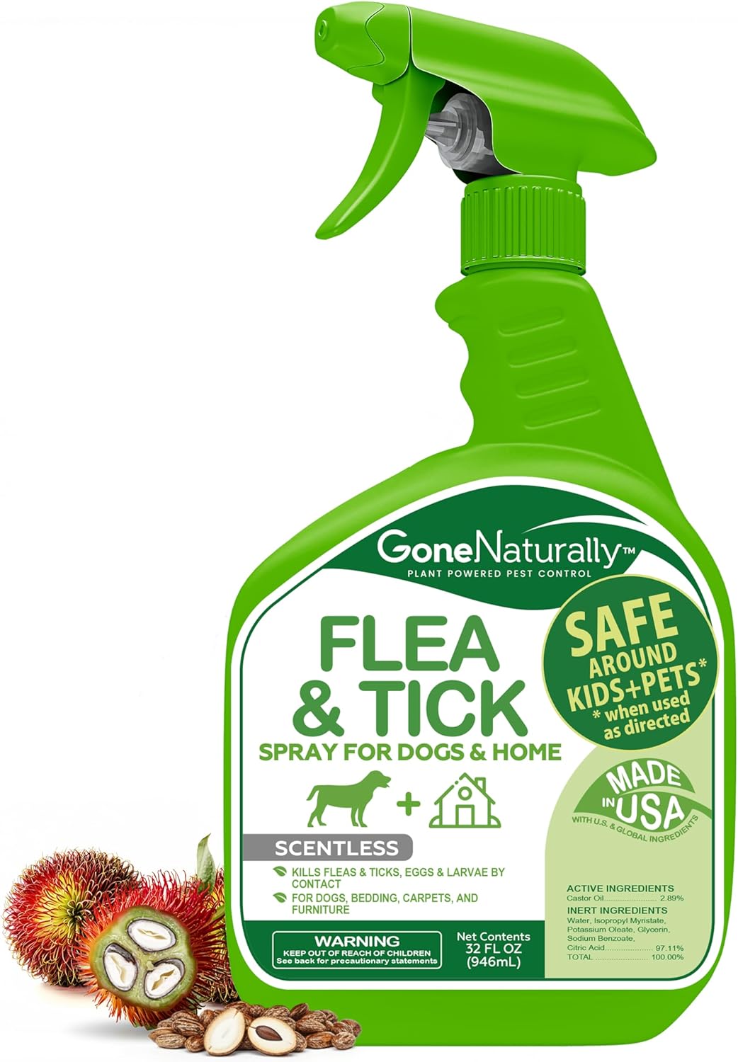 Flea and Tick Spray for Dogs & Home– Natural Flea and Tick Prevention for Dogs– Bed Bug Spray & Multi-Insect Killer– Scentless Plant-Based Formula Kills on Contact - 1