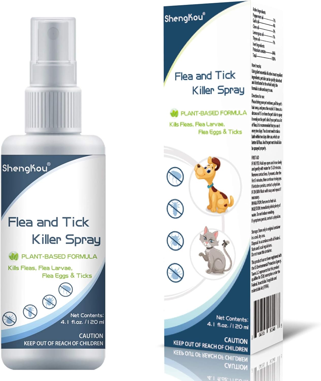 Flea and Tick Spray for Pets and Home - Plant-Based Essential Oil Formula - Natural and Effective Treatment for Ticks, Fleas and Insects - Indoor and Outdoor Use - Charity Donation Included - 1