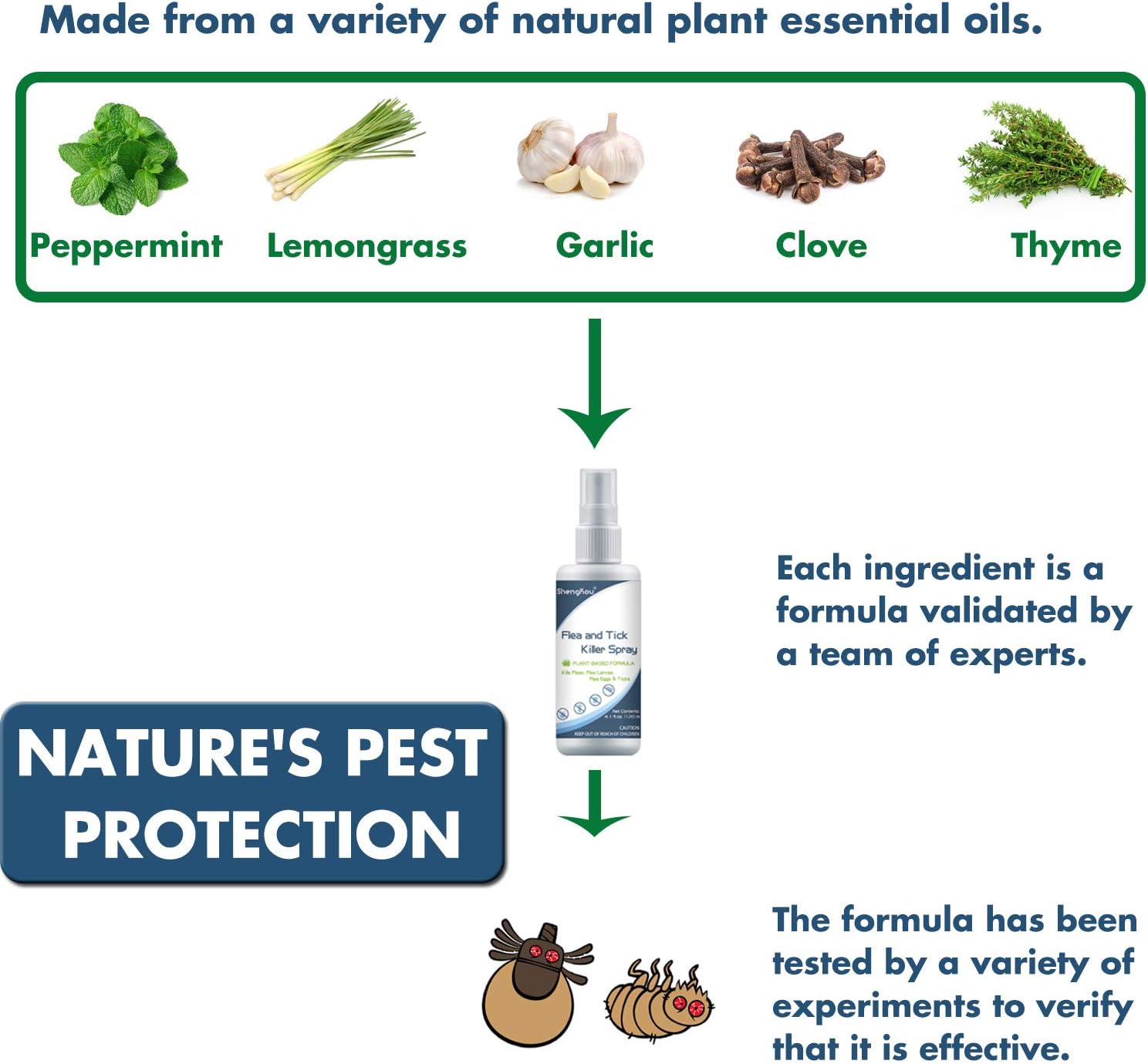 Flea and Tick Spray for Pets and Home - Plant-Based Essential Oil Formula - Natural and Effective Treatment for Ticks, Fleas and Insects - Indoor and Outdoor Use - Charity Donation Included - 4