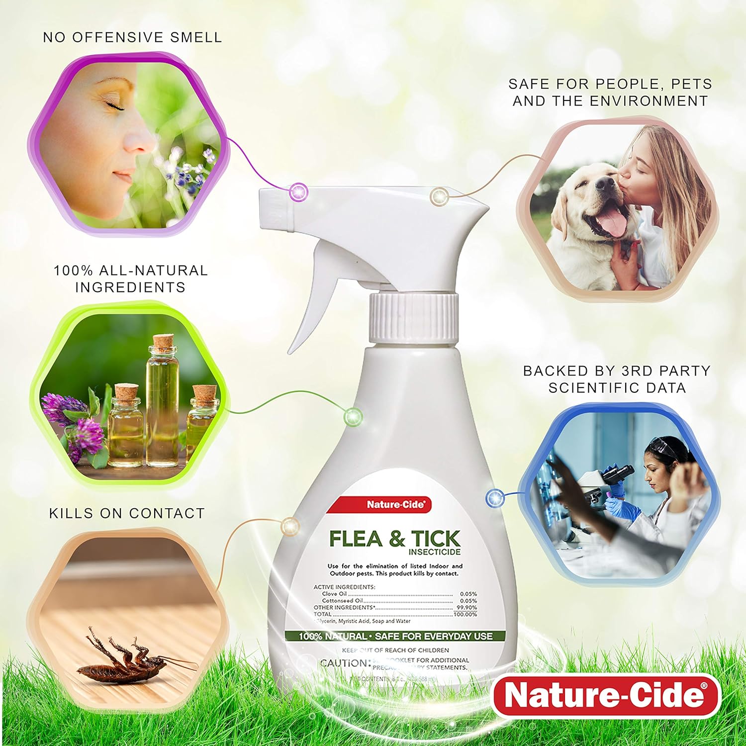 Nature-Cide Flea & Tick. All Natural Tick and Flea Spray for House and Pets to Keep Your Home Safe. Kills on Contact. No Strong Odor. 8 oz - 5