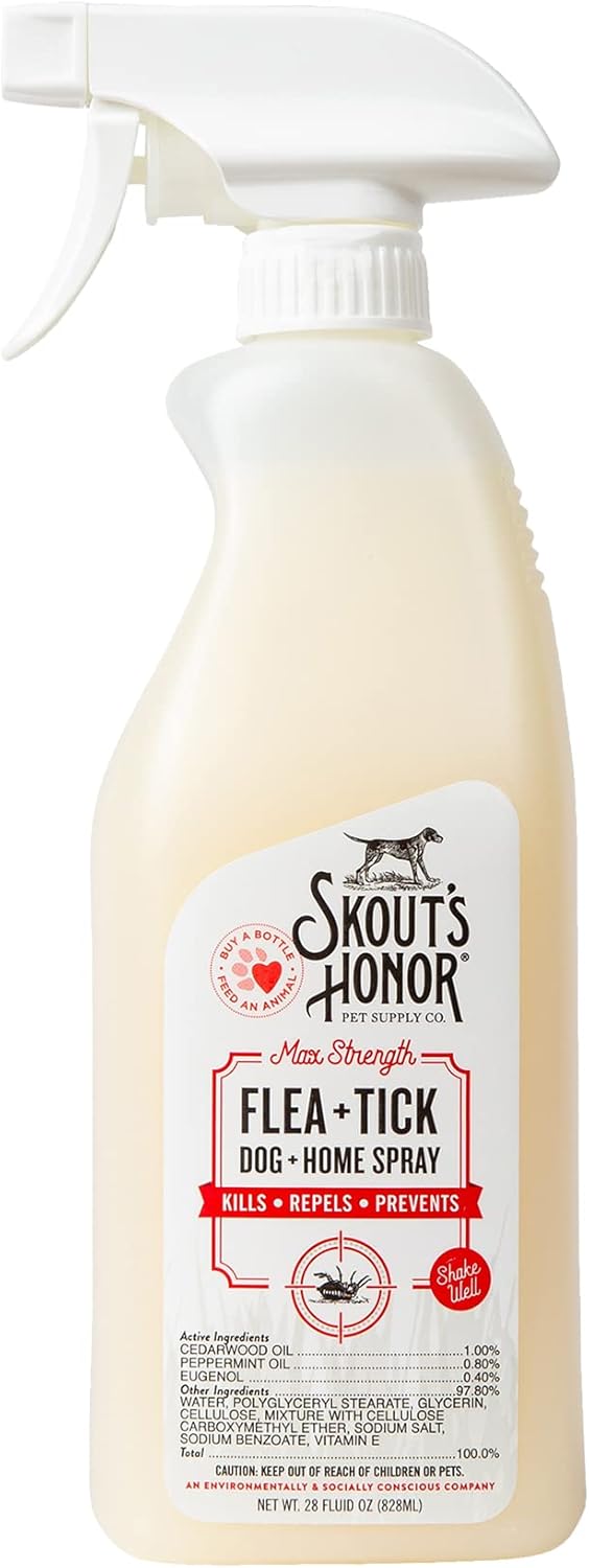 Skout's Honor Flea and Tick Dog & Home Spray - Natural Peppermint & Cedarwood Formula, Helps to Protect from Fleas, Ticks, and Mosquitos, 28 oz - 1
