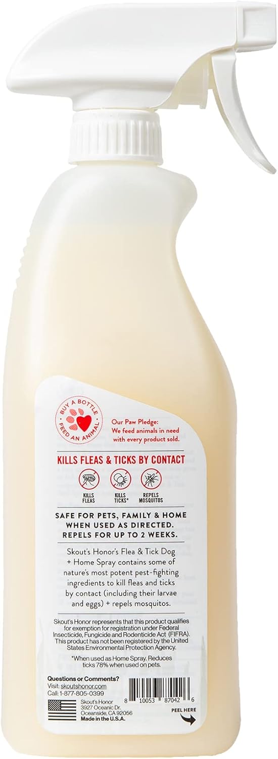 Skout's Honor Flea and Tick Dog & Home Spray - Natural Peppermint & Cedarwood Formula, Helps to Protect from Fleas, Ticks, and Mosquitos, 28 oz - 2