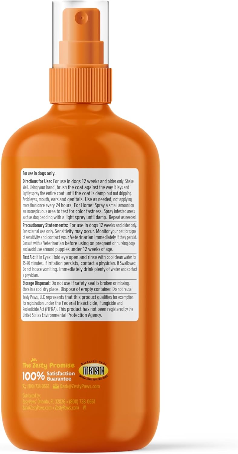 Zesty Paws Flea and Tick Spray for Dogs - Kill Fleas, Ticks & Their Eggs - Veterinarian Formulated - Soothes Itchy & Irritated Dog Skin - Cedarwood Oil, Rosemary Oil & Peppermint Oil - 4