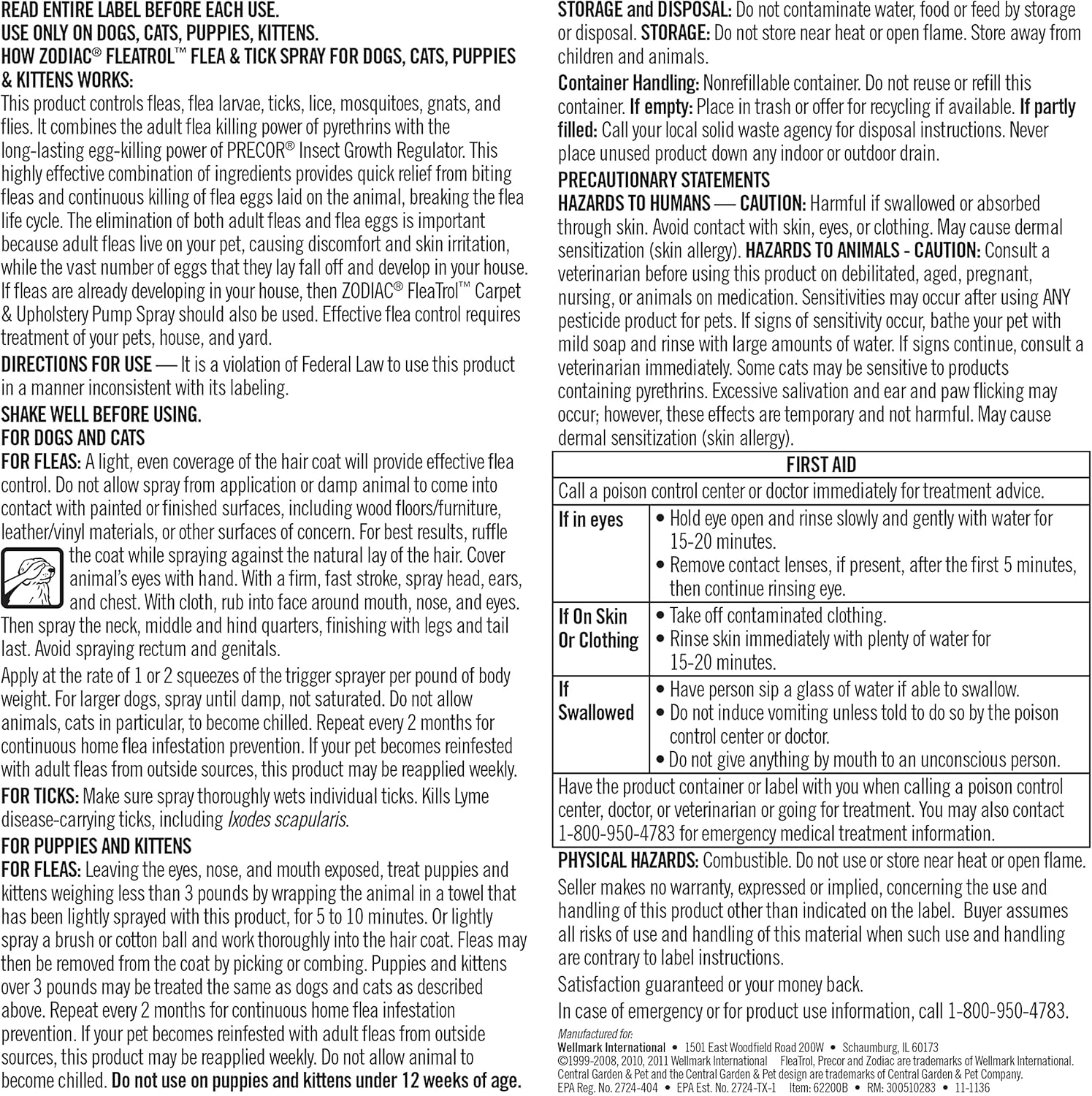 Zodiac Flea & Tick Spray for Dogs, Cats, Puppies & Kittens 16 fluid ounces - 5