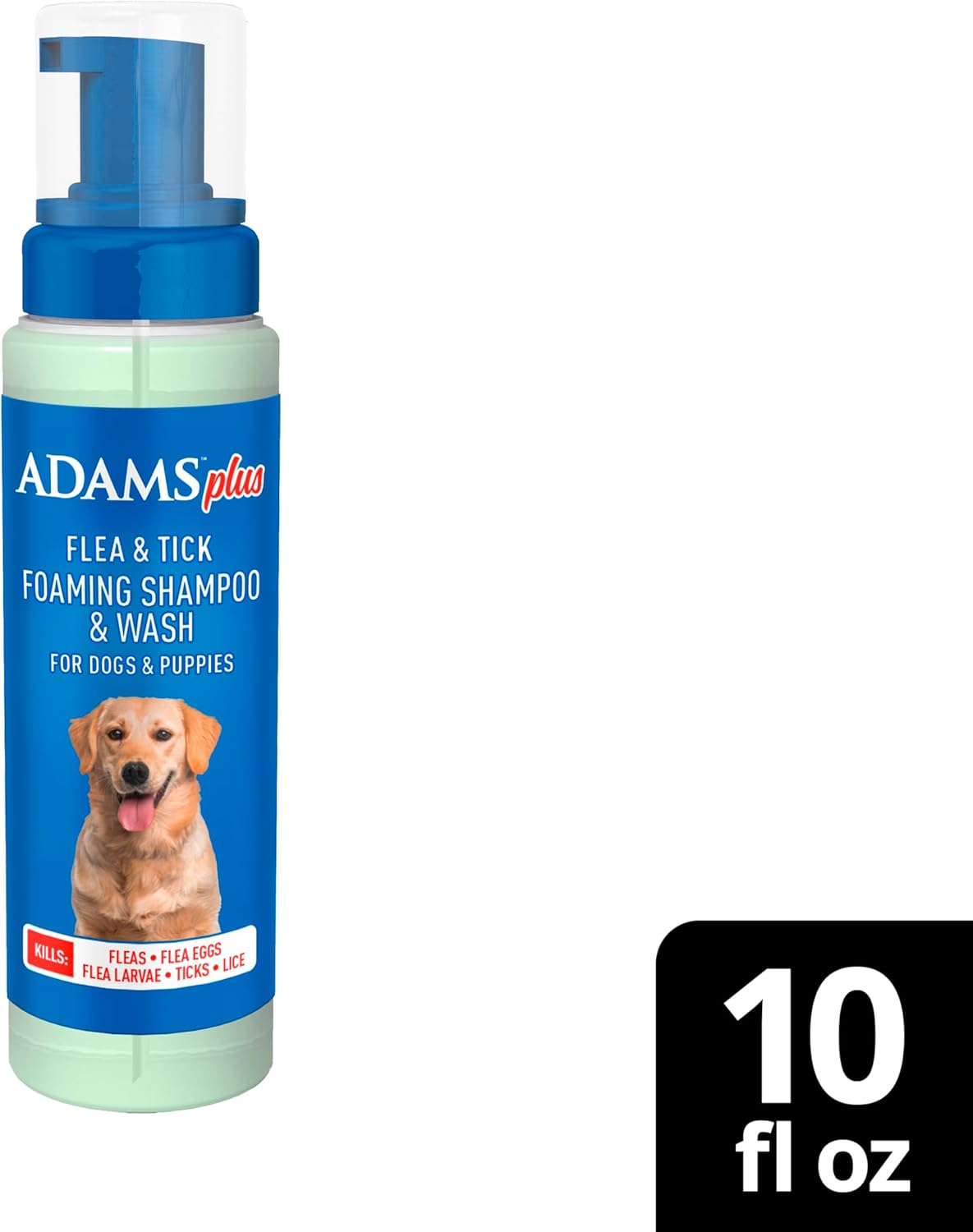 ADAMS Plus Flea & Tick Foaming Shampoo & Wash for Dogs & Puppies, Flea Shampoo to Treat Flea Infestations, Kills Ticks, Fleas, Flea Eggs & Lice, Cleans and Conditions Coat, 10 Ounces - Image 2